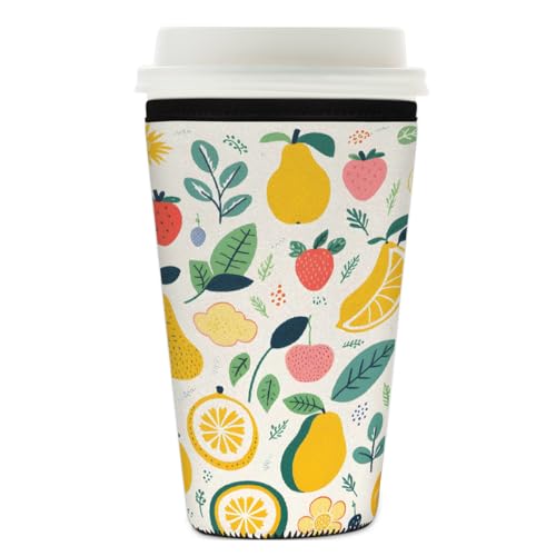 Mexpekil Handgezeichnete orange Ananas Erdbeere wiederverwendbare Eiskaffeehülle für heiße und kalte Getränke, isolierte Neopren-Getränkehüllen, passend für 740-800 ml Mexpekil Handgezeichnete orange Ananas Erdbeere wiederverwendbare Eiskaffeehülle für heiße und kalte Getränke, isolierte Neopren-Getränkehüllen, passend für 740-800 ml von Mexpekil