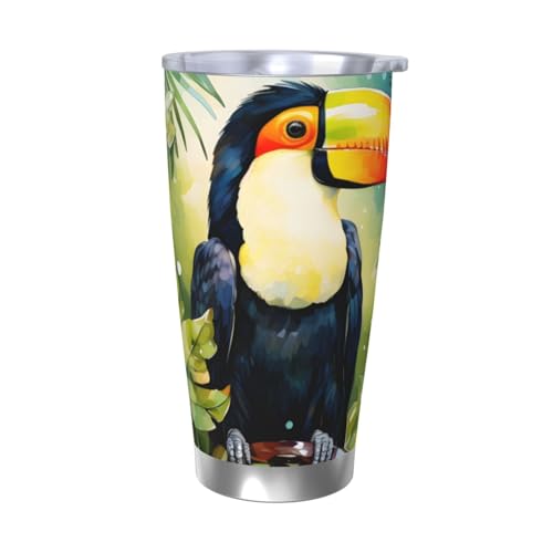 Mexpekil Isolierter Reisebecher, Eiskaffeetasse, Reisebecher, Edelstahl, Smoothie-Tasse, Auto-Kaffeetasse, Wald-Tukan-Becher mit Deckel, ohne Strohhalm, 590 ml Mexpekil Isolierter Reisebecher, Eiskaffeetasse, Reisebecher, Edelstahl, Smoothie-Tasse, Auto-Kaffeetasse, Wald-Tukan-Becher mit Deckel, ohne Strohhalm, 590 ml von Mexpekil
