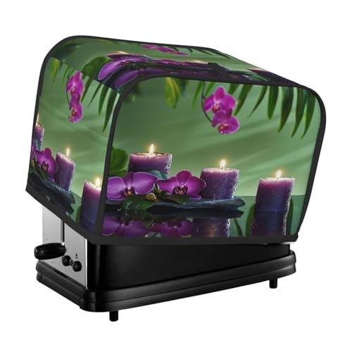 Mexpekil Japanische Zen lila Kerze Blumen Toaster Abdeckung 2 Scheiben Brotbackmaschine Abdeckung Wasserdicht Küche Kleingerät Staubdichte Abdeckungen Toaster Ofen Schutz Frauen Geschenk von Mexpekil