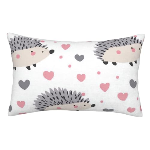 Mexpekil Kissenbezüge, Cartoon-Igel-Herz-Kissenbezüge mit verstecktem Reißverschluss, Heimdekoration, weiche Kissenbezüge, 50 x 75 cm von Mexpekil
