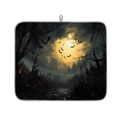 Mexpekil Mikrofaser-Abtropfmatte für Küche, Halloween, Nacht, Wald, Abtropfmatte, Kaffeemaschine, saugfähige Trockenpads für Spüle, Kaffeebar, 40,6 x 45,7 cm Mexpekil Mikrofaser-Abtropfmatte für Küche, Halloween, Nacht, Wald, Abtropfmatte, Kaffeemaschine, saugfähige Trockenpads für Spüle, Kaffeebar, 40,6 x 45,7 cm von Mexpekil