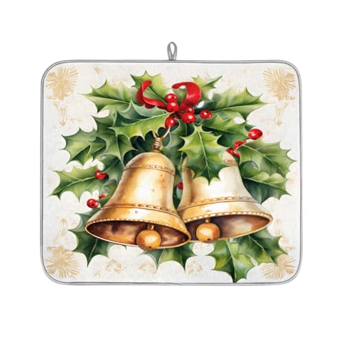 Mexpekil Mikrofaser-Abtropfmatte für Küche, Weihnachten, Stechpalmenblätter und Glocken, Abtropfmatte, Kaffeemaschine, saugfähige Trockenpads für Spüle, Kaffeebar, 40,6 x 45,7 cm Mexpekil Mikrofaser-Abtropfmatte für Küche, Weihnachten, Stechpalmenblätter und Glocken, Abtropfmatte, Kaffeemaschine, saugfähige Trockenpads für Spüle, Kaffeebar, 40,6 x 45,7 cm von Mexpekil