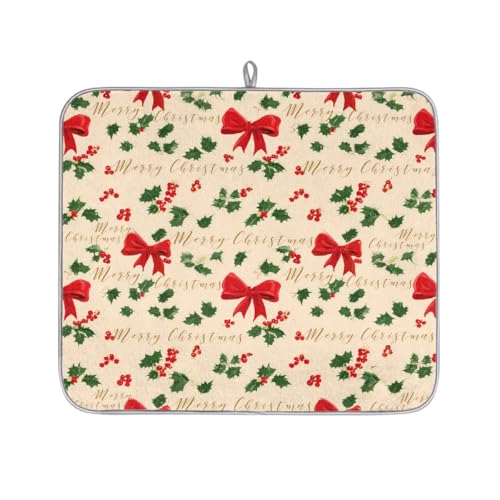 Mexpekil Mikrofaser-Abtropfmatte für Küche, Weihnachten, Stechpalmenblatt, Beere, Schleife, Abtropfmatte, Kaffeemaschine, saugfähige Abtropfpads für Spüle, Kaffeebar, 40,6 x 45,7 cm Mexpekil Mikrofaser-Abtropfmatte für Küche, Weihnachten, Stechpalmenblatt, Beere, Schleife, Abtropfmatte, Kaffeemaschine, saugfähige Abtropfpads für Spüle, Kaffeebar, 40,6 x 45,7 cm von Mexpekil