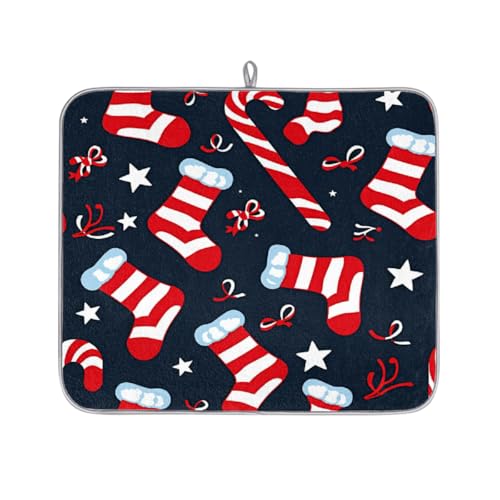 Mexpekil Mikrofaser-Abtropfmatte für Küche, Weihnachtsstrumpf und Zuckerstangen, Abtropfmatte, Kaffeemaschine, saugfähige Trockenpads für Spüle, Kaffeebar, 40,6 x 45,7 cm Mexpekil Mikrofaser-Abtropfmatte für Küche, Weihnachtsstrumpf und Zuckerstangen, Abtropfmatte, Kaffeemaschine, saugfähige Trockenpads für Spüle, Kaffeebar, 40,6 x 45,7 cm von Mexpekil