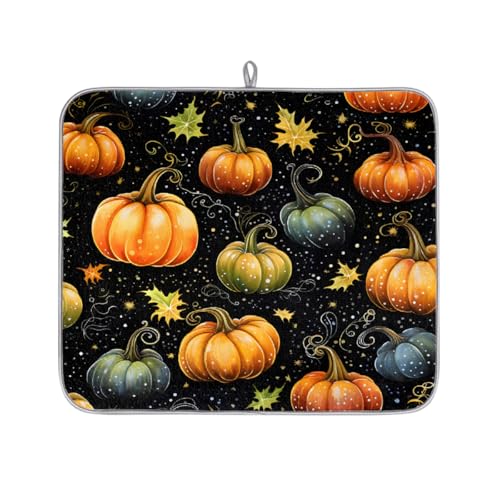 Mexpekil Mikrofaser-Abtropfmatte für Küche, bunte Kürbisranken, Abtropfmatte, Kaffeemaschine, saugfähige Trockenpads für Spüle, Kaffeebar, 40,6 x 45,7 cm von Mexpekil