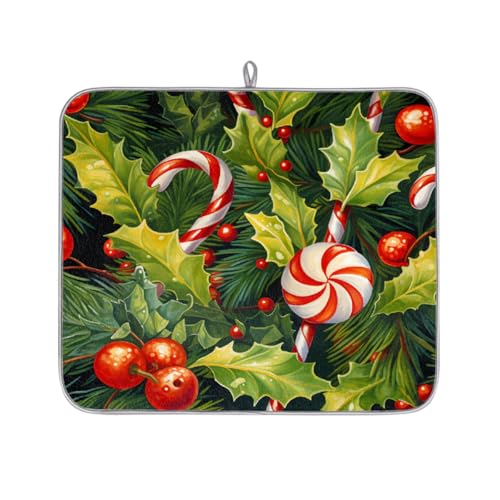 Mexpekil Mikrofaser-Abtropfmatte für Küche, grüne Stechpalmen-Süßigkeiten-Abtropfmatte, Kaffeemaschine, saugfähige Trockenpads für Spüle, Kaffeebar, 40,6 x 45,7 cm Mexpekil Mikrofaser-Abtropfmatte für Küche, grüne Stechpalmen-Süßigkeiten-Abtropfmatte, Kaffeemaschine, saugfähige Trockenpads für Spüle, Kaffeebar, 40,6 x 45,7 cm von Mexpekil