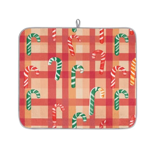 Mexpekil Mikrofaser-Abtropfmatte für Küche, kariert, Weihnachts-Süßigkeiten-Abtropfmatte, Kaffeemaschine, saugfähige Trockenpads für Spüle, Kaffeebar, 40,6 x 45,7 cm von Mexpekil
