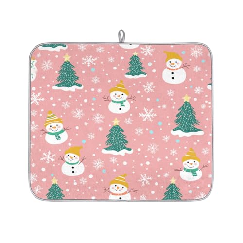 Mexpekil Mikrofaser-Abtropfmatte für Küche, niedliche Weihnachtsbäume, Schneemann, Abtropfmatte, Kaffeemaschine, saugfähige Abtropfpads für Spüle, Kaffeebar, 40,6 x 45,7 cm von Mexpekil