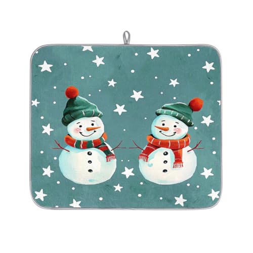 Mexpekil Mikrofaser-Abtropfmatte für Küche, niedlicher Cartoon-Schneemann, grün, Abtropfmatte, Kaffeemaschine, saugfähige Abtropfpads für Spüle, Kaffeebar, 40,6 x 45,7 cm von Mexpekil