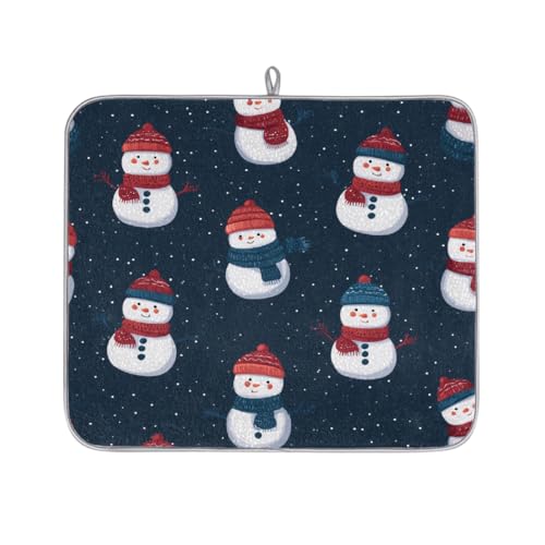 Mexpekil Mikrofaser-Abtropfmatte für Küche, niedlicher Cartoon-Schneemann mit Hut, Abtropfmatte, Kaffeemaschine, saugfähige Trockenpads für Spüle, Kaffeebar, 40,6 x 45,7 cm von Mexpekil