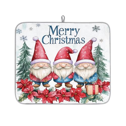 Mexpekil Mikrofaser-Abtropfmatte für Küche, niedlicher Zwerg, Stechpalmenblätter, Abtropfmatte, Kaffeemaschine, saugfähige Abtropfpads für Spüle, Kaffeebar, 40,6 x 45,7 cm von Mexpekil