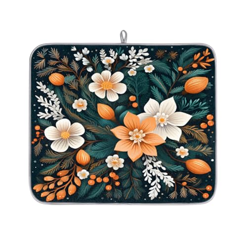 Mexpekil Mikrofaser-Abtropfmatte für Küche, orangefarbene und weiße Blumen, Abtropfmatte, Kaffeemaschine, saugfähige Trockenpads für Spüle, Kaffeebar, 40,6 x 45,7 cm Mexpekil Mikrofaser-Abtropfmatte für Küche, orangefarbene und weiße Blumen, Abtropfmatte, Kaffeemaschine, saugfähige Trockenpads für Spüle, Kaffeebar, 40,6 x 45,7 cm von Mexpekil