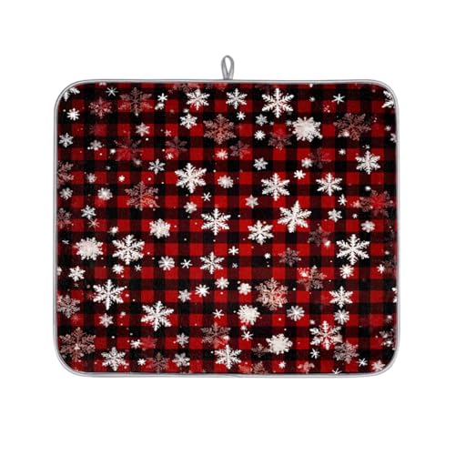 Mexpekil Mikrofaser-Abtropfmatte für Küche, schwarz und rot, kariert, weiße Schneeflocken, Abtropfmatte, Kaffeemaschine, saugfähige Trockenpads für Spüle, Kaffeebar, 40,6 x 45,7 cm Mexpekil Mikrofaser-Abtropfmatte für Küche, schwarz und rot, kariert, weiße Schneeflocken, Abtropfmatte, Kaffeemaschine, saugfähige Trockenpads für Spüle, Kaffeebar, 40,6 x 45,7 cm von Mexpekil