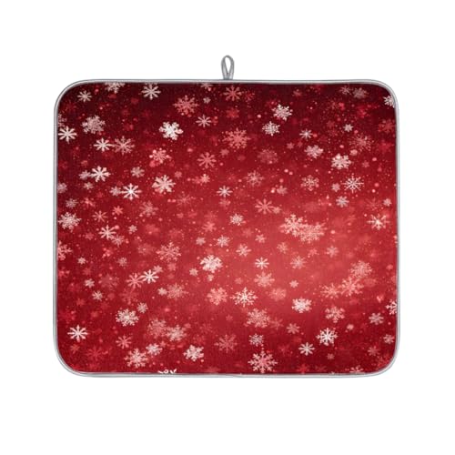 Mexpekil Mikrofaser-Abtropfmatte für Küche, weihnachtliche weiße Schneeflocke, Abtropfmatte, Kaffeemaschine, saugfähige Trockenpads für Spüle, Kaffeebar, 40,6 x 45,7 cm von Mexpekil
