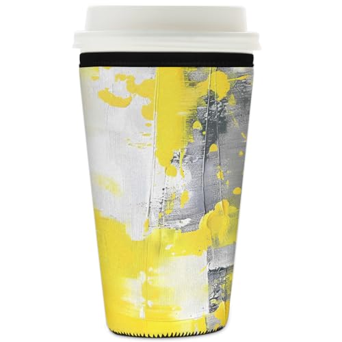 Mexpekil Moderne Kunst, wiederverwendbare Eiskaffee-Hülle für heiße und kalte Getränke, isolierte Neopren-Getränkehüllen, passend für 907 ml von Mexpekil