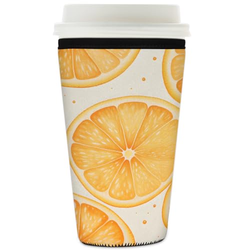 Mexpekil Orange Fruit Lemon wiederverwendbare Eiskaffeehülle für heiße und kalte Getränke, isolierte Neopren-Getränkehüllen, passend für 907 ml von Mexpekil