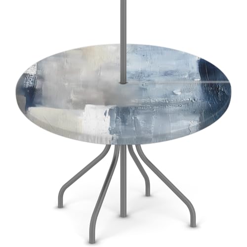 Mexpekil Outdoor-Tischdecke mit Schirmloch und Reißverschluss, Grau, Blau, Beige, Kunsttextur, wasserdicht, rund, elastisch, für Terrasse, Garten, 91,4–111,8 cm Mexpekil Outdoor-Tischdecke mit Schirmloch und Reißverschluss, Grau, Blau, Beige, Kunsttextur, wasserdicht, rund, elastisch, für Terrasse, Garten, 91,4–111,8 cm von Mexpekil