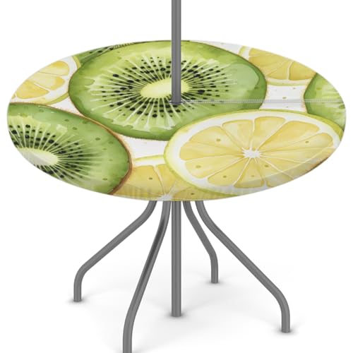 Mexpekil Outdoor-Tischdecke mit Schirmloch und Reißverschluss, Orange, Zitrone, Kiwi, wasserdicht, rund, elastisch, für Terrasse, Garten, 114,3–142,2 cm Mexpekil Outdoor-Tischdecke mit Schirmloch und Reißverschluss, Orange, Zitrone, Kiwi, wasserdicht, rund, elastisch, für Terrasse, Garten, 114,3–142,2 cm von Mexpekil