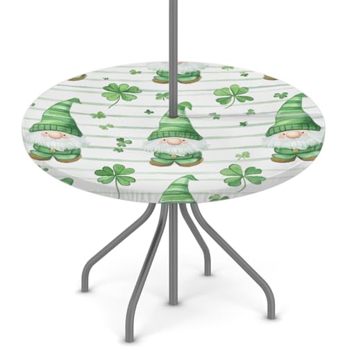 Mexpekil Outdoor-Tischdecke mit Schirmloch und Reißverschluss, niedliche St. Patricks-Zwerge, Kleeblatt, wasserdicht, rund, elastisch, für Terrasse, Garten, 91,4–111,8 cm Mexpekil Outdoor-Tischdecke mit Schirmloch und Reißverschluss, niedliche St. Patricks-Zwerge, Kleeblatt, wasserdicht, rund, elastisch, für Terrasse, Garten, 91,4–111,8 cm von Mexpekil