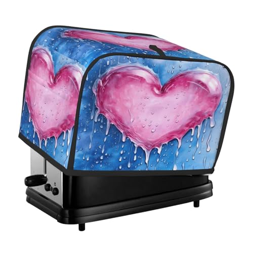 Mexpekil Pink Love Heart Art Blue Toaster Cover 2 Slice Bread Maker Cover Waterproof Kitchen Small Appliance Dust-Proof Covers Toaster Oven Protection Women Gift von Mexpekil