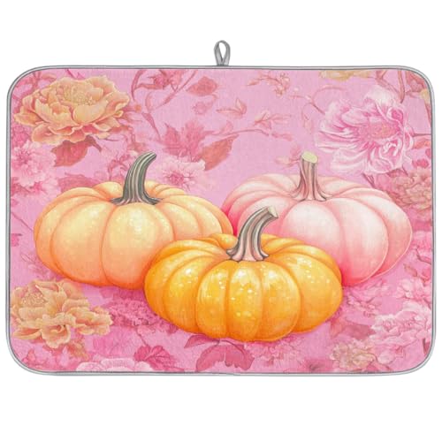 Mexpekil Pumpkins Abtropfmatte mit rosa Blumenmuster, 45,7 x 61 cm, super saugfähige Abtropfmatte, rutschfest, schnell trocknend, Küchen-Abtropfmatte für Spüle, Arbeitsplatte, Theke Mexpekil Pumpkins Abtropfmatte mit rosa Blumenmuster, 45,7 x 61 cm, super saugfähige Abtropfmatte, rutschfest, schnell trocknend, Küchen-Abtropfmatte für Spüle, Arbeitsplatte, Theke von Mexpekil