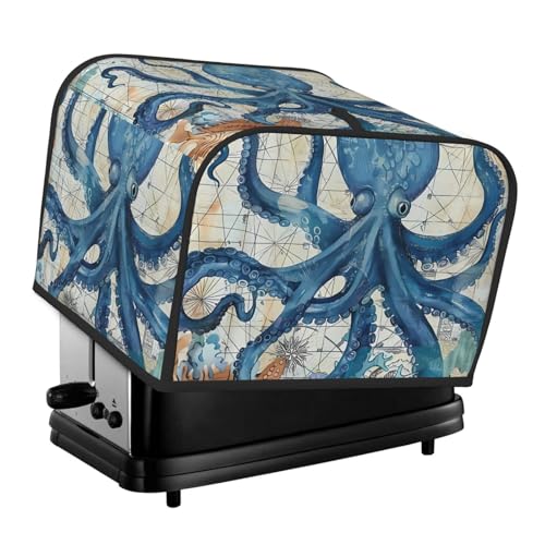 Mexpekil Retro Blue Ocean Octopus Word Map 4 Slice Toaster Cover Waterproof Appliance Covers with Hanging Loop Dustproof Bread Toaster Protector for Kitchen Mexpekil Retro Blue Ocean Octopus Word Map 4 Slice Toaster Cover Waterproof Appliance Covers with Hanging Loop Dustproof Bread Toaster Protector for Kitchen von Mexpekil