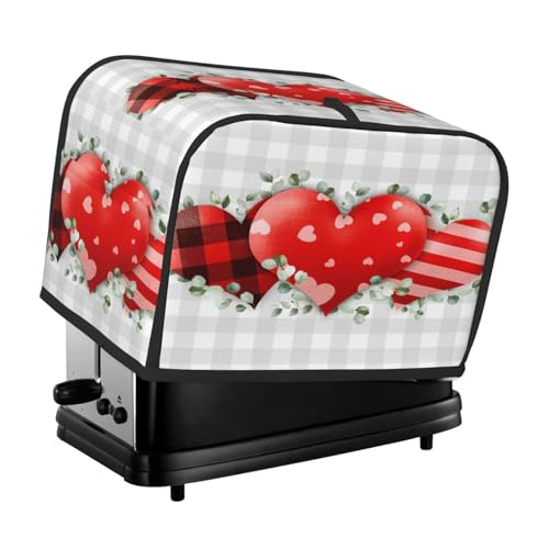 Mexpekil Rote Herz-Eukalyptus-Toaster-Abdeckung, 2 Scheiben, Brotbackmaschinen-Abdeckung, wasserdicht, Küche, kleines Gerät, staubdichte Abdeckungen, Toaster-Ofenschutz, Damen-Geschenk von Mexpekil