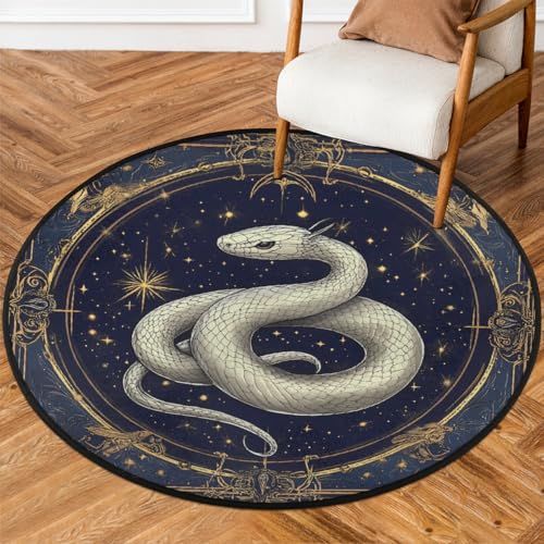 Mexpekil Runde Teppiche für Wohnzimmer, waschbare Bodenmatte mit rutschfester Unterseite, 92 cm Durchmesser, moderne Heimdekoration von Mexpekil