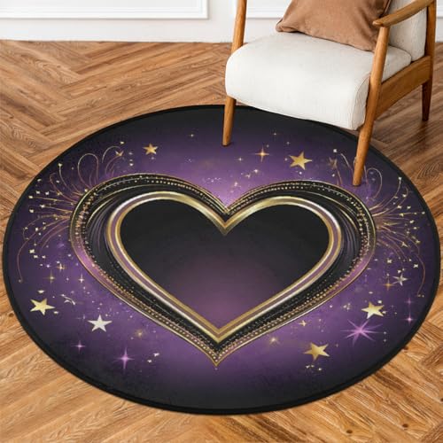 Mexpekil Runde Teppiche mit leuchtendem Herz, für Wohnzimmer, waschbare Bodenmatte mit rutschfester Unterseite, 92 cm Durchmesser, runde Teppiche, moderne Heimdekoration Mexpekil Runde Teppiche mit leuchtendem Herz, für Wohnzimmer, waschbare Bodenmatte mit rutschfester Unterseite, 92 cm Durchmesser, runde Teppiche, moderne Heimdekoration von Mexpekil