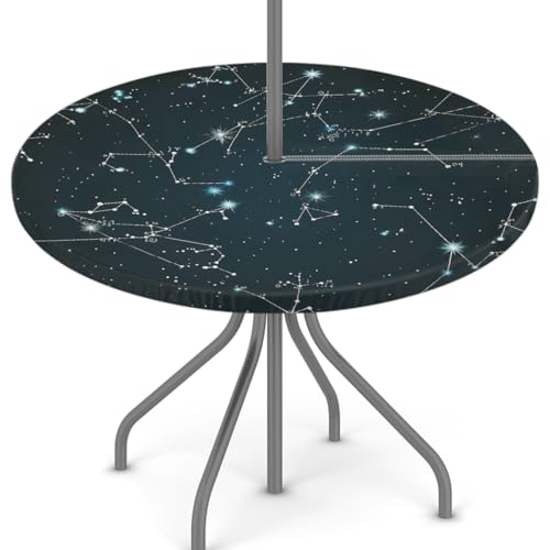 Mexpekil Runde Tischdecke mit Sternbild Galaxie, mit Schirmloch und Reißverschluss, abwischbar, mit elastischem Rand, wasserdichter Tischschutz für Terrasse (passend für 114,4 - 142,2 cm große Tische) Mexpekil Runde Tischdecke mit Sternbild Galaxie, mit Schirmloch und Reißverschluss, abwischbar, mit elastischem Rand, wasserdichter Tischschutz für Terrasse (passend für 114,4 - 142,2 cm große Tische) von Mexpekil