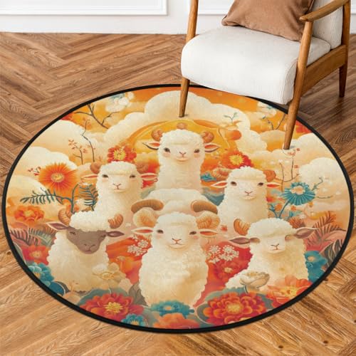 Mexpekil Runder Teppich für Wohnzimmer, waschbare Bodenmatte mit rutschfester Unterseite, 92 cm Durchmesser, runder Teppich, moderne Heimdekoration Mexpekil Runder Teppich für Wohnzimmer, waschbare Bodenmatte mit rutschfester Unterseite, 92 cm Durchmesser, runder Teppich, moderne Heimdekoration von Mexpekil