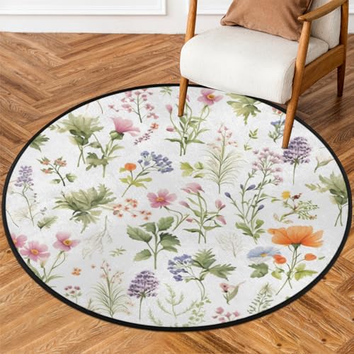 Mexpekil Runder Teppich für drinnen und draußen, 90 cm, Blumenpflanze, Blume, botanisch, niedriger Flor, Kreisteppich, rutschfester Teppich für Wohnzimmer, Couchtisch, Küche Mexpekil Runder Teppich für drinnen und draußen, 90 cm, Blumenpflanze, Blume, botanisch, niedriger Flor, Kreisteppich, rutschfester Teppich für Wohnzimmer, Couchtisch, Küche von Mexpekil