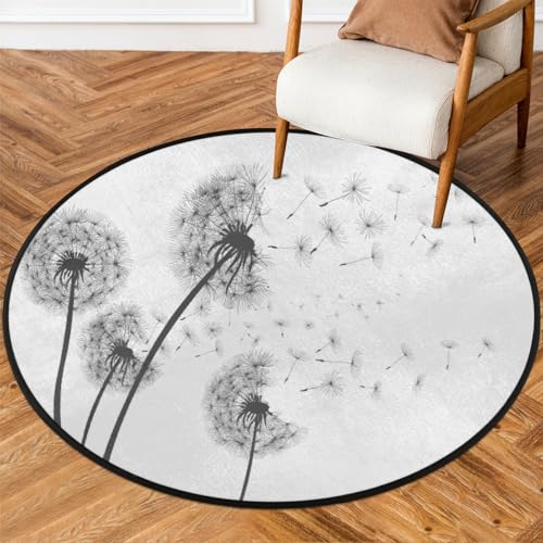 Mexpekil Runder Teppich für drinnen und draußen, 90 cm, fliegender Löwenzahn, abstraktes Bauernhaus, Wildblume, niedriger Flor, Kreisteppich, rutschfester Teppich für Wohnzimmer, Couchtisch, Küche Mexpekil Runder Teppich für drinnen und draußen, 90 cm, fliegender Löwenzahn, abstraktes Bauernhaus, Wildblume, niedriger Flor, Kreisteppich, rutschfester Teppich für Wohnzimmer, Couchtisch, Küche von Mexpekil