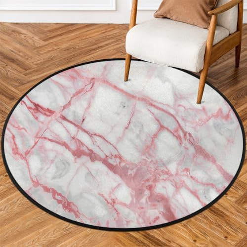 Mexpekil Runder Teppich für drinnen und draußen, 91 cm, rosa Marmor, modern, abstrakt, niedriger Flor, Kreisteppich, rutschfester Teppich für Wohnzimmer, Couchtisch, Küche Mexpekil Runder Teppich für drinnen und draußen, 91 cm, rosa Marmor, modern, abstrakt, niedriger Flor, Kreisteppich, rutschfester Teppich für Wohnzimmer, Couchtisch, Küche von Mexpekil