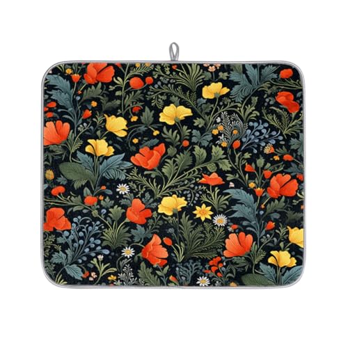 Mexpekil Schöne kleine Abtropfmatte mit Blumenmuster, saugfähig, für Küchentheke, rutschfeste Abtropfmatten für Geschirr, Tassen, Pfannen, 40,6 x 45,7 cm Mexpekil Schöne kleine Abtropfmatte mit Blumenmuster, saugfähig, für Küchentheke, rutschfeste Abtropfmatten für Geschirr, Tassen, Pfannen, 40,6 x 45,7 cm von Mexpekil