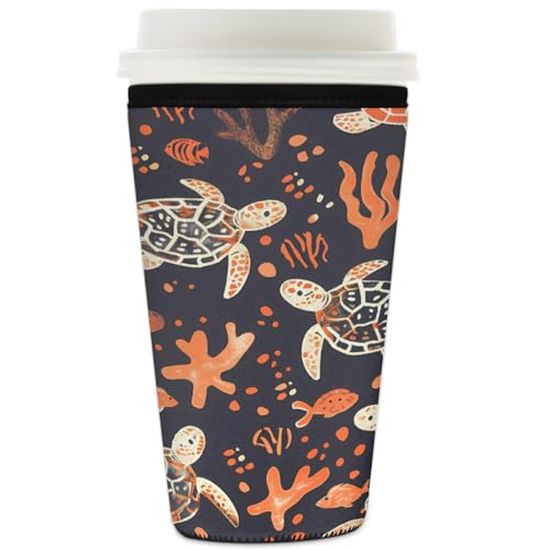 Mexpekil Sea Ocean Animal Turtle Wiederverwendbare Eiskaffeehülle für heiße und kalte Getränke, isolierte Neopren-Getränkehüllen, passend für 907 ml Mexpekil Sea Ocean Animal Turtle Wiederverwendbare Eiskaffeehülle für heiße und kalte Getränke, isolierte Neopren-Getränkehüllen, passend für 907 ml von Mexpekil