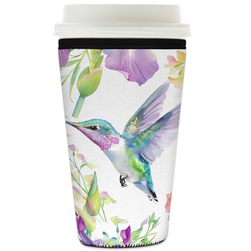 Mexpekil Spring Kolibri Iris Floral wiederverwendbare Eiskaffeehülle für heiße und kalte Getränke, isolierte Neopren-Getränkehüllen, passend für 907 ml Mexpekil Spring Kolibri Iris Floral wiederverwendbare Eiskaffeehülle für heiße und kalte Getränke, isolierte Neopren-Getränkehüllen, passend für 907 ml von Mexpekil