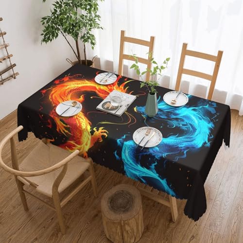 Mexpekil Tischdecke mit Drachen-Motiv, abwischbar, wasserdicht, schmutzabweisend, Tischschutz, Dekoration, rechteckige Tischdecke für drinnen und draußen, Blau / Orange, 137 x 183 cm Mexpekil Tischdecke mit Drachen-Motiv, abwischbar, wasserdicht, schmutzabweisend, Tischschutz, Dekoration, rechteckige Tischdecke für drinnen und draußen, Blau / Orange, 137 x 183 cm von Mexpekil