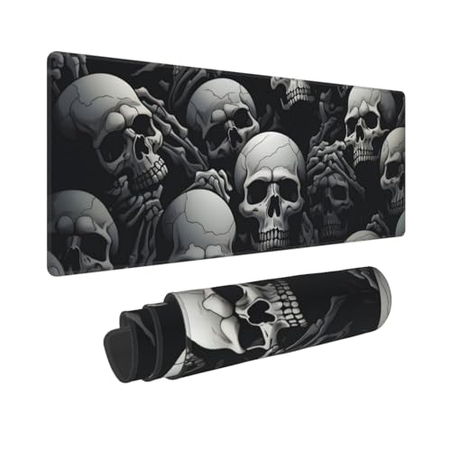 Mexpekil Totenkopf-Mauspad mit rutschfester Gummiunterseite, 80 x 30 cm, Gaming-Mauspad, große Schreibtischunterlage, wasserdichte Tastatur und Mauspad, Computerzubehör für Büro, Zuhause von Mexpekil
