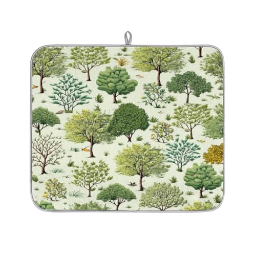 Mexpekil Tree Forest Abtropfmatte, saugfähige Abtropfmatte, Küchentheke, rutschfeste Abtropfmatten für Geschirr, Racks, Tassen, Pfannen, 40,6 x 45,7 cm von Mexpekil