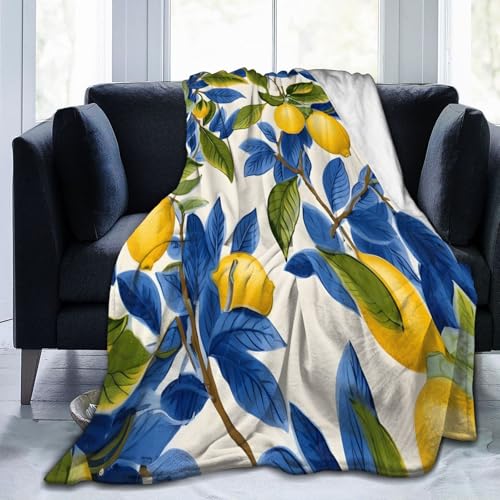 Mexpekil Überwurfdecke mit gelben Blättern, Fleece-Decke, 203 x 152 cm, Anti-Pilling, gemütlicher Flanell-Überwurf für Sofa, Bett, Couch, Picknick, Reisen, maschinenwaschbar von Mexpekil