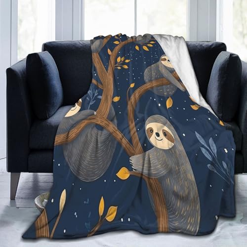 Mexpekil Überwurfdecke mit niedlichem Faultierbaum, Fleecedecke, 152,4 x 127,7 cm, Anti-Pilling, gemütlicher Flanell-Überwurf für Sofa, Bett, Couch, Picknick, Reisen, maschinenwaschbar von Mexpekil