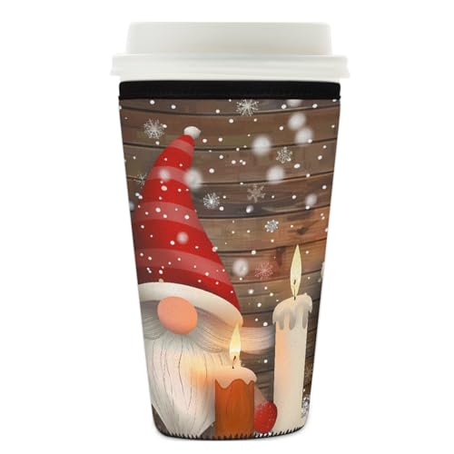 Mexpekil Weihnachtliche Schneeflocken Zwerg Kerzen Wiederverwendbare Eiskaffeehülle für heiße und kalte Getränke, isolierte Neopren-Getränkehüllen, passend für 740-800 ml Mexpekil Weihnachtliche Schneeflocken Zwerg Kerzen Wiederverwendbare Eiskaffeehülle für heiße und kalte Getränke, isolierte Neopren-Getränkehüllen, passend für 740-800 ml von Mexpekil