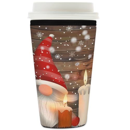 Mexpekil Weihnachtliche Schneeflocken Zwerg Kerzen Wiederverwendbare Eiskaffeehülle für heiße und kalte Getränke, isolierte Neopren-Getränkehüllen, passend für 907 ml Mexpekil Weihnachtliche Schneeflocken Zwerg Kerzen Wiederverwendbare Eiskaffeehülle für heiße und kalte Getränke, isolierte Neopren-Getränkehüllen, passend für 907 ml von Mexpekil
