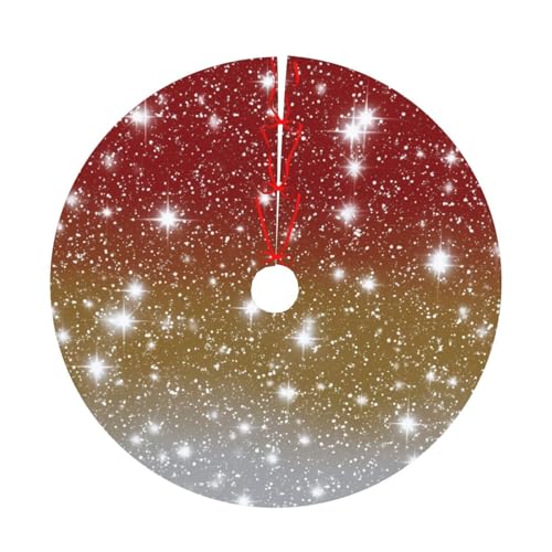 Mexpekil Weihnachtsbaum-Rock, 121,9 cm, Weihnachtsbaum-Abdeckung, Rot, Gold, Glitzersterne, runde Matte für Weihnachtsdekorationen Mexpekil Weihnachtsbaum-Rock, 121,9 cm, Weihnachtsbaum-Abdeckung, Rot, Gold, Glitzersterne, runde Matte für Weihnachtsdekorationen von Mexpekil