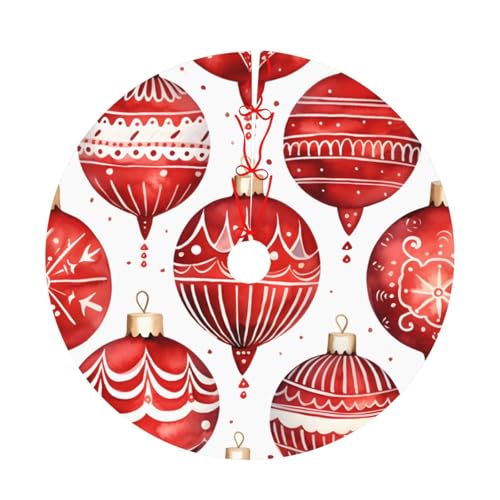 Mexpekil Weihnachtsbaum-Rock, 121,9 cm, rote Weihnachtskugel, runde Matte für Weihnachtsdekorationen Mexpekil Weihnachtsbaum-Rock, 121,9 cm, rote Weihnachtskugel, runde Matte für Weihnachtsdekorationen von Mexpekil