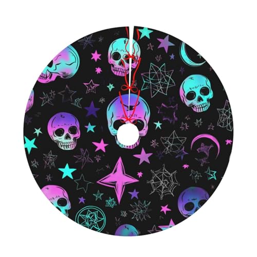 Mexpekil Weihnachtsbaum-Rock, 76,2 cm, Weihnachtsbaum-Basisabdeckung, Totenköpfe, Monde, Sterne, runde Matte für Weihnachtsdekorationen Mexpekil Weihnachtsbaum-Rock, 76,2 cm, Weihnachtsbaum-Basisabdeckung, Totenköpfe, Monde, Sterne, runde Matte für Weihnachtsdekorationen von Mexpekil