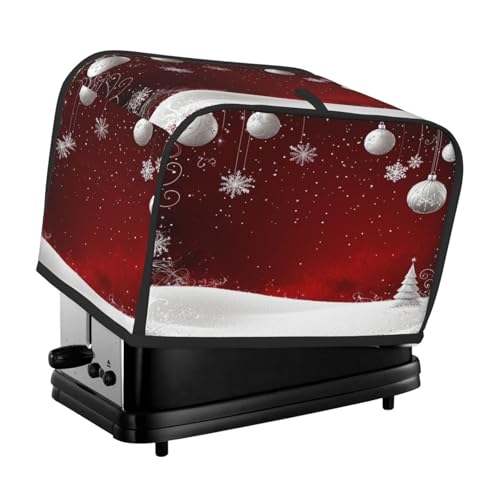 Mexpekil Weiße Schneeflocken Weihnachtskugeln Toaster Abdeckung 2 Scheiben Brotbackmaschine Abdeckung Wasserdicht Küche Kleingerät Staubdichte Abdeckungen Toaster Ofen Schutz Frauen Geschenk von Mexpekil