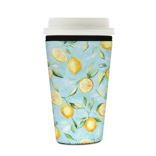 Mexpekil Wiederverwendbare Eiskaffeehülle für heiße und kalte Getränke, isolierte Neopren-Getränkehüllen, passend für 473 - 510 ml, Blaugrün von Mexpekil