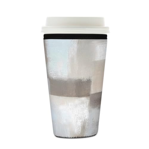 Mexpekil Wiederverwendbare Eiskaffeehülle für heiße und kalte Getränke, isolierte Neopren-Getränkehüllen, passend für 473 - 510 ml, Grau / Beige Mexpekil Wiederverwendbare Eiskaffeehülle für heiße und kalte Getränke, isolierte Neopren-Getränkehüllen, passend für 473 - 510 ml, Grau / Beige von Mexpekil